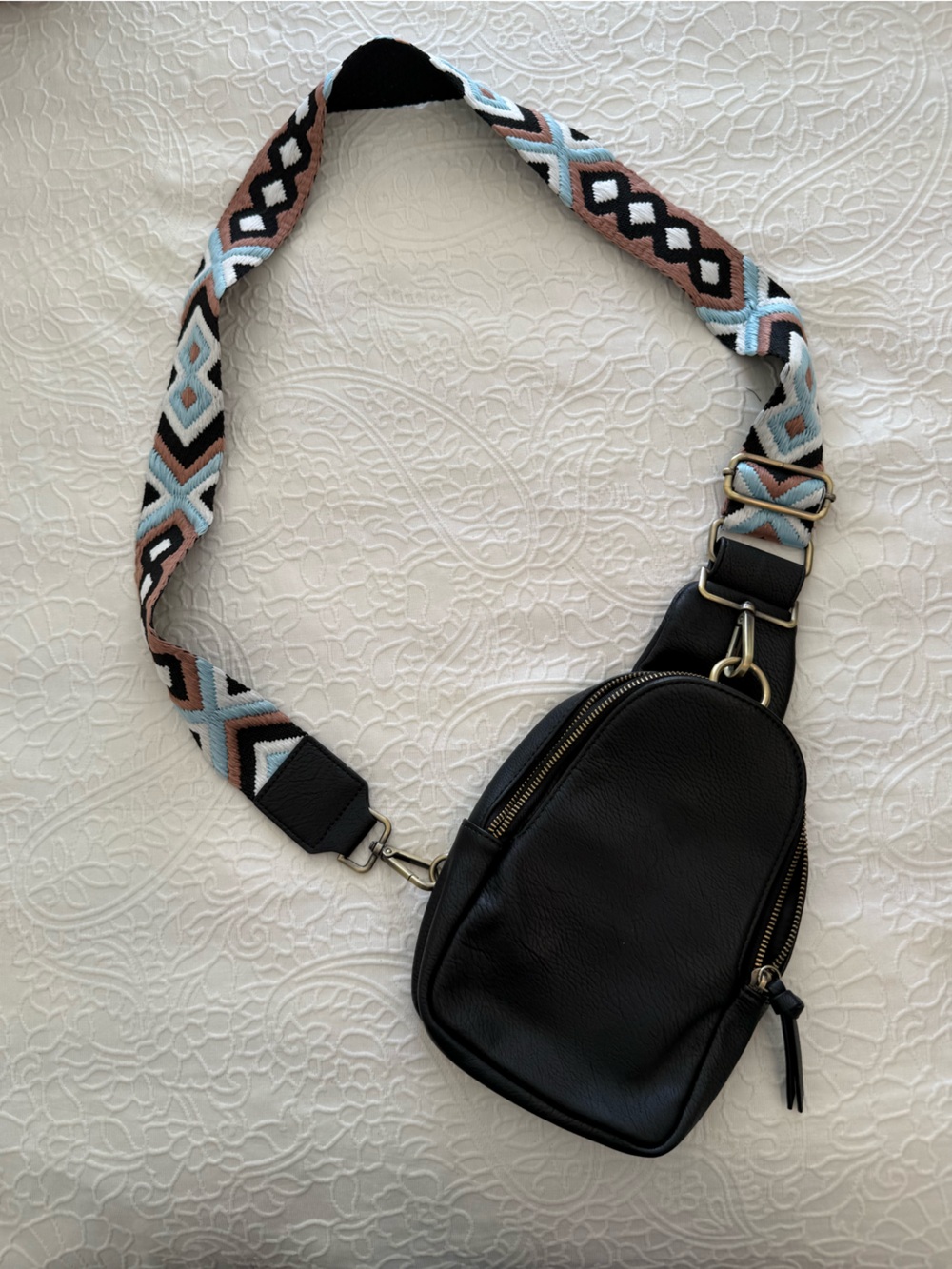 Urban Originals x Anthropologie Boho Black Vegan Leather Crossbody Sling Bag